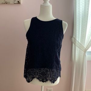 Loft. Navy Lace lined sleeveless top